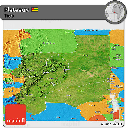 Satellite Panoramic Map of Plateaux, political outside