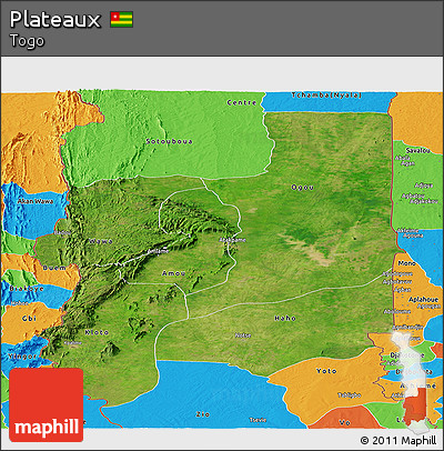 Satellite Panoramic Map of Plateaux, political outside