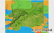 Satellite Panoramic Map of Plateaux, political outside