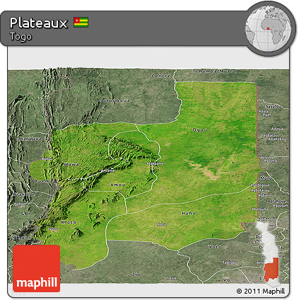 Satellite Panoramic Map of Plateaux, semi-desaturated