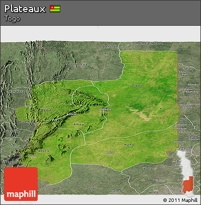 Satellite Panoramic Map of Plateaux, semi-desaturated