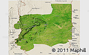 Satellite Panoramic Map of Plateaux, shaded relief outside