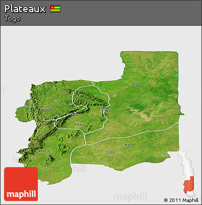 Satellite Panoramic Map of Plateaux, single color outside