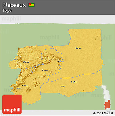 Savanna Style Panoramic Map of Plateaux, single color outside