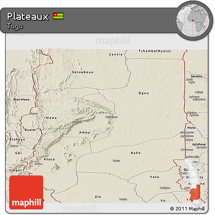 Shaded Relief Panoramic Map of Plateaux