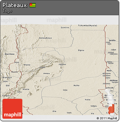 Shaded Relief Panoramic Map of Plateaux