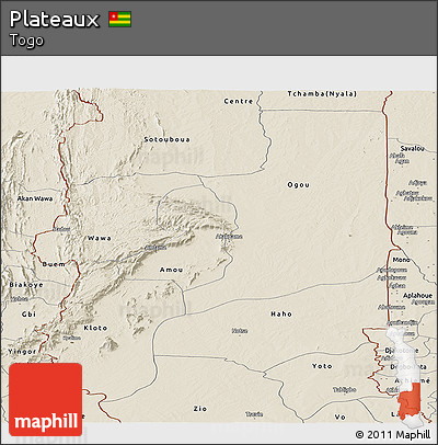 Shaded Relief Panoramic Map of Plateaux