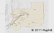 Shaded Relief Panoramic Map of Plateaux, lighten, desaturated