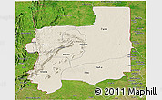 Shaded Relief Panoramic Map of Plateaux, satellite outside