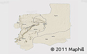 Shaded Relief Panoramic Map of Plateaux, single color outside
