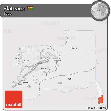 Silver Style Panoramic Map of Plateaux, single color outside