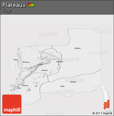 Silver Style Panoramic Map of Plateaux, single color outside