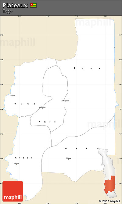Classic Style Simple Map of Plateaux, single color outside