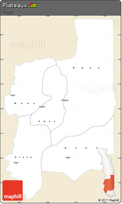 Classic Style Simple Map of Plateaux, single color outside