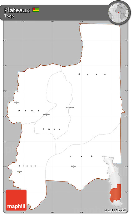 Gray Simple Map of Plateaux, cropped outside