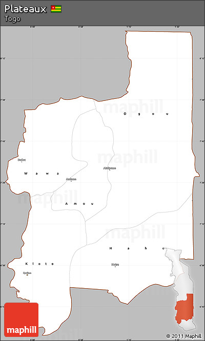 Gray Simple Map of Plateaux, cropped outside