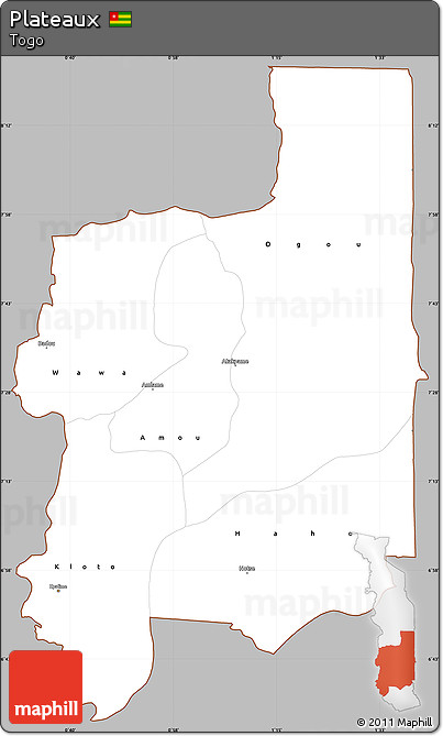 Gray Simple Map of Plateaux, cropped outside