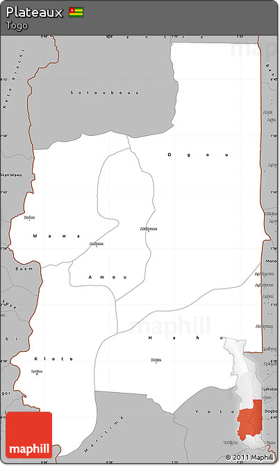Gray Simple Map of Plateaux