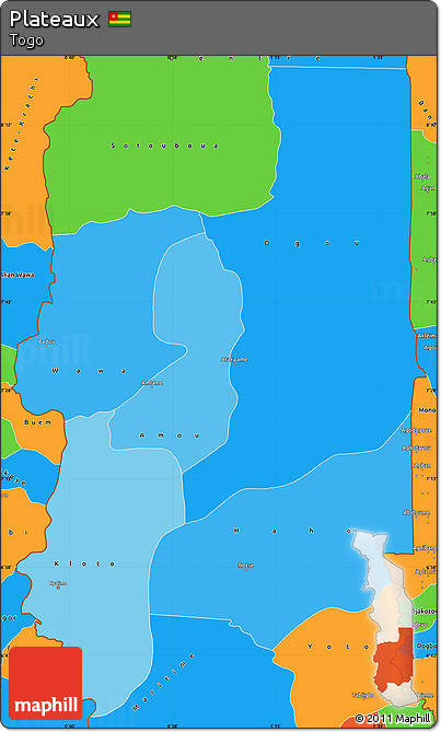 Political Shades Simple Map of Plateaux, political outside