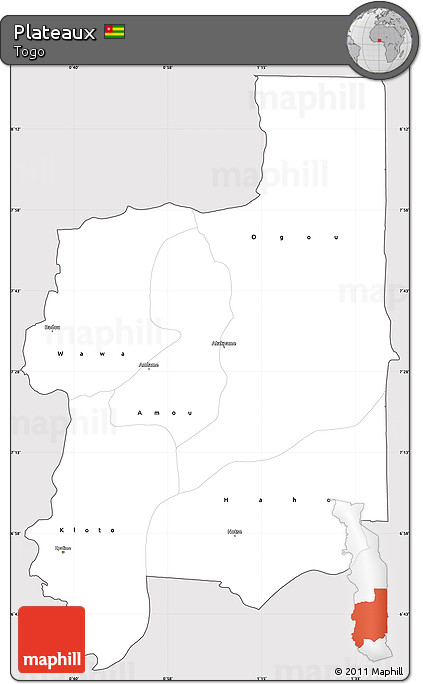 Silver Style Simple Map of Plateaux, cropped outside