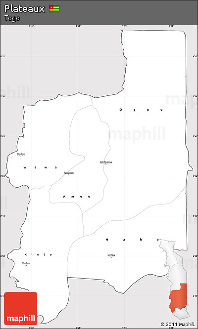 Silver Style Simple Map of Plateaux, cropped outside