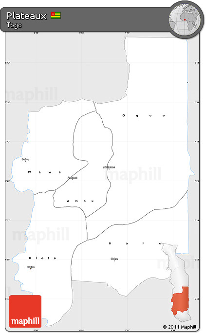 Silver Style Simple Map of Plateaux, single color outside