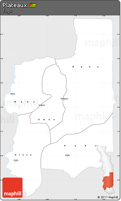 Silver Style Simple Map of Plateaux, single color outside