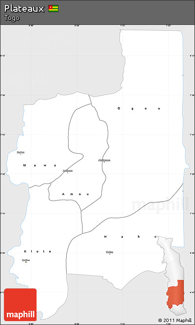Silver Style Simple Map of Plateaux, single color outside