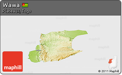 Physical Panoramic Map of Wawa, single color outside