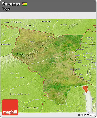 Satellite 3D Map of Savanes, physical outside