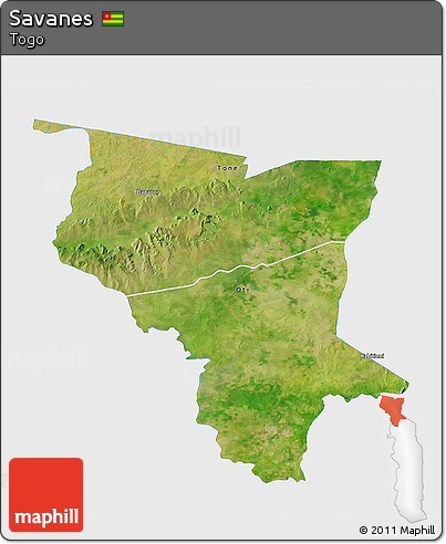 Satellite 3D Map of Savanes, single color outside