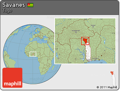 Savanna Style Location Map of Savanes, highlighted country