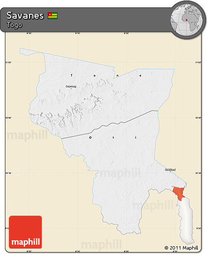 Classic Style Map of Savanes, single color outside