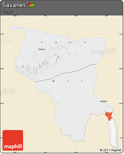 Classic Style Map of Savanes, single color outside