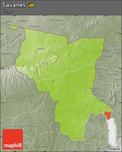 Physical Map of Savanes, semi-desaturated
