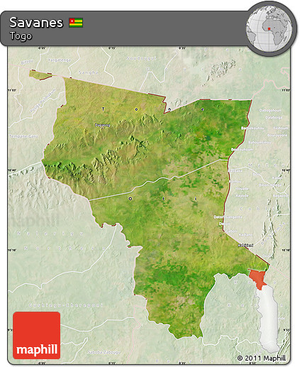 Satellite Map of Savanes, lighten