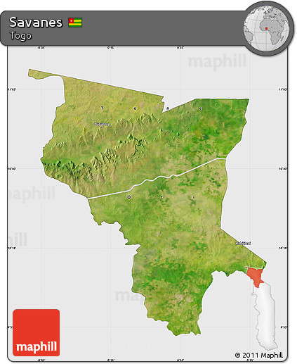 Satellite Map of Savanes, single color outside