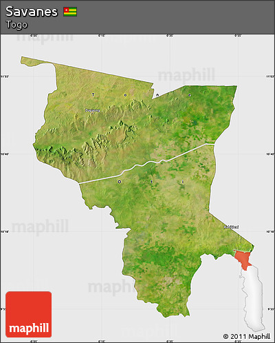Satellite Map of Savanes, single color outside