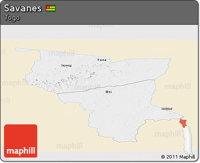 Classic Style Panoramic Map of Savanes, single color outside
