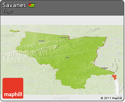 Physical Panoramic Map of Savanes, lighten