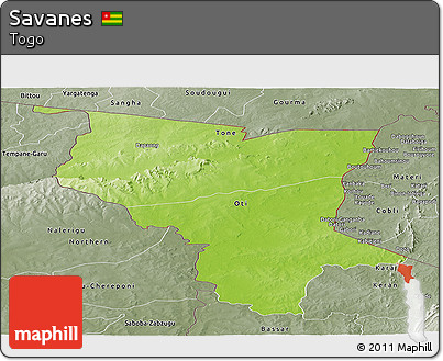 Physical Panoramic Map of Savanes, semi-desaturated