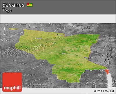 Satellite Panoramic Map of Savanes, desaturated