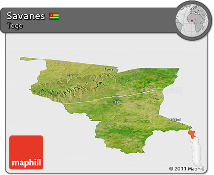 Satellite Panoramic Map of Savanes, single color outside