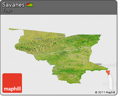 Satellite Panoramic Map of Savanes, single color outside