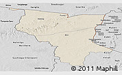 Shaded Relief Panoramic Map of Savanes, desaturated