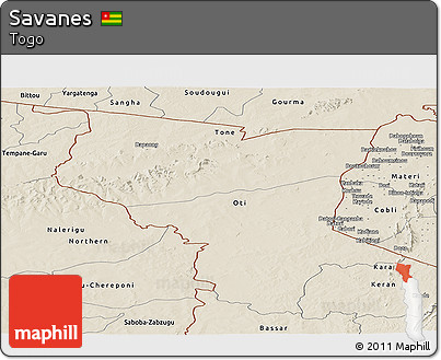 Shaded Relief Panoramic Map of Savanes