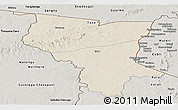Shaded Relief Panoramic Map of Savanes, semi-desaturated