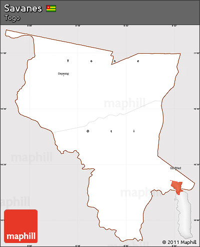 Classic Style Simple Map of Savanes, cropped outside