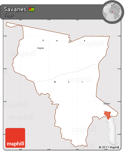 Classic Style Simple Map of Savanes, cropped outside