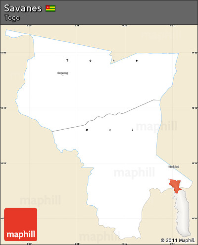 Classic Style Simple Map of Savanes, single color outside